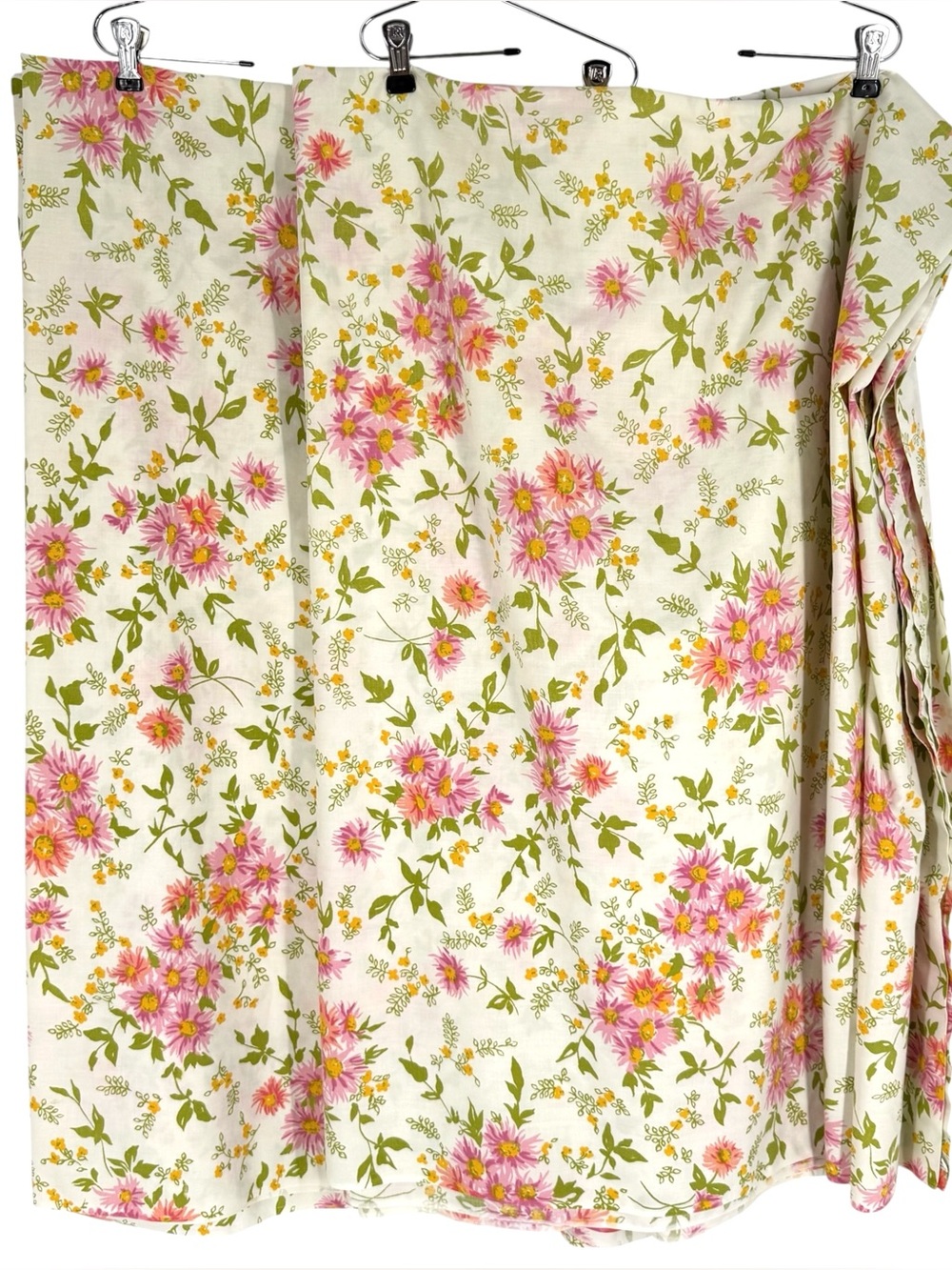 Vintage Lady Pepperell Floral Sheets Ivory Pink Flower 2 Twin Flat 72x104